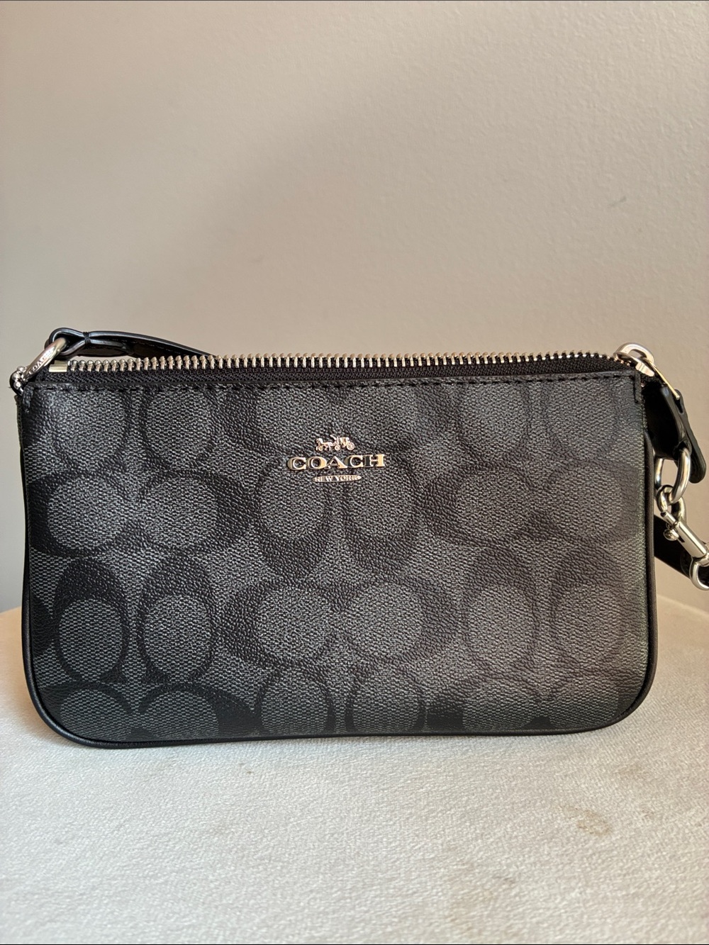 Coach Black Signature Canvas Wristlet